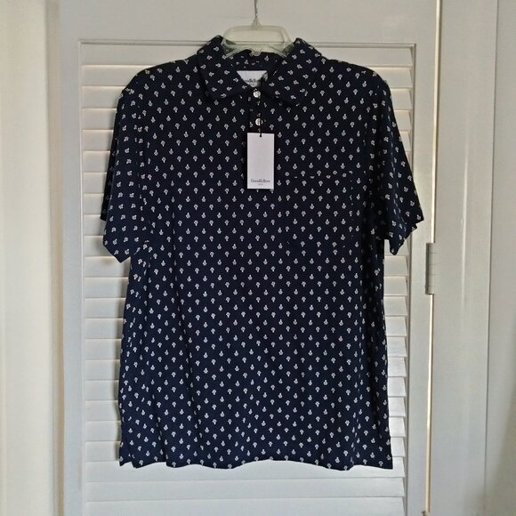 Navy and White Goodfellow polo shirt with tags size L - Picture 1 of 4